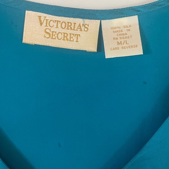 Vintage Victorias Secret Gold Label Silk Emerald Green Kimono Nightgown Size M/L - Picture 3 of 6